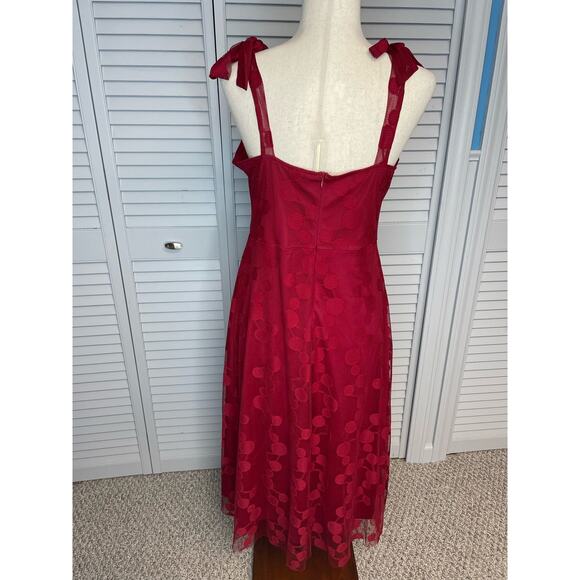 Shein red polka dot pattern tie shoulder cami summer dress midi length medium - Picture 4 of 6